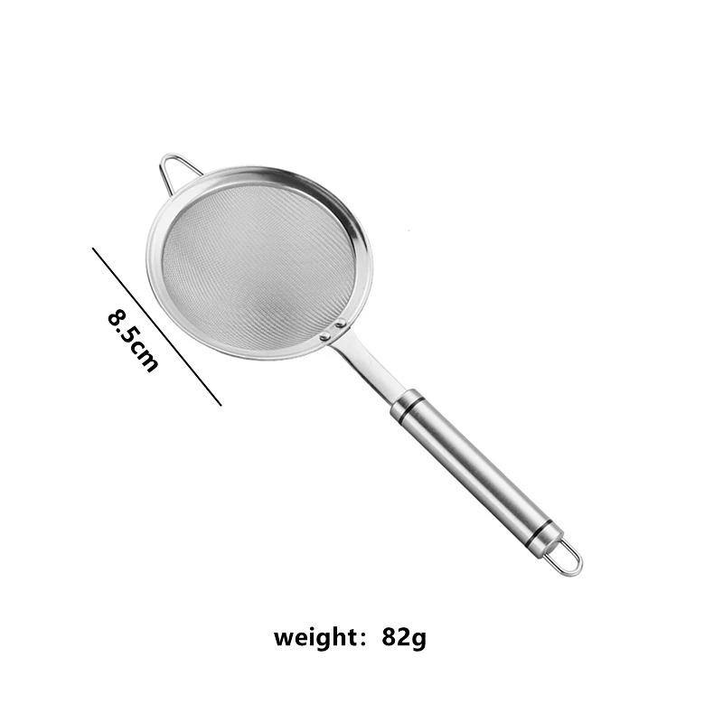 304 Stainless Steel Strainer Colander Ultra-Fine Bean Berry Juice Flour Filter Sieve Frying Oil Filter Spoon Kitchen Utensils