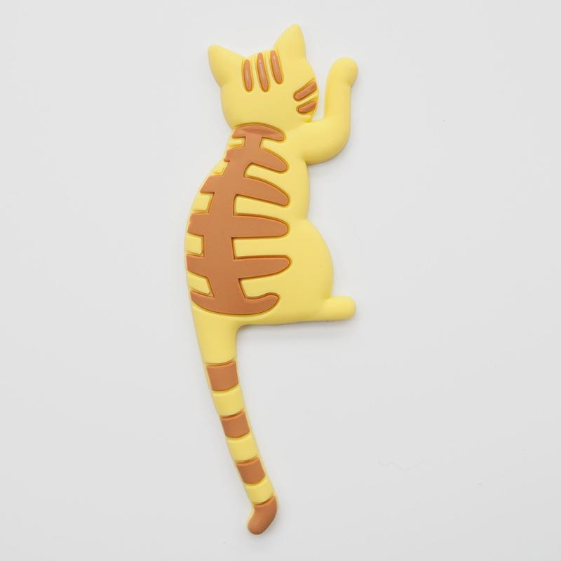 Cute Cat Fridge Sticker Magnet Hook, Cartoon Cat Design Bendable Tail for Keys, Notes Photos, Magnetic Sticker for Refrigerator