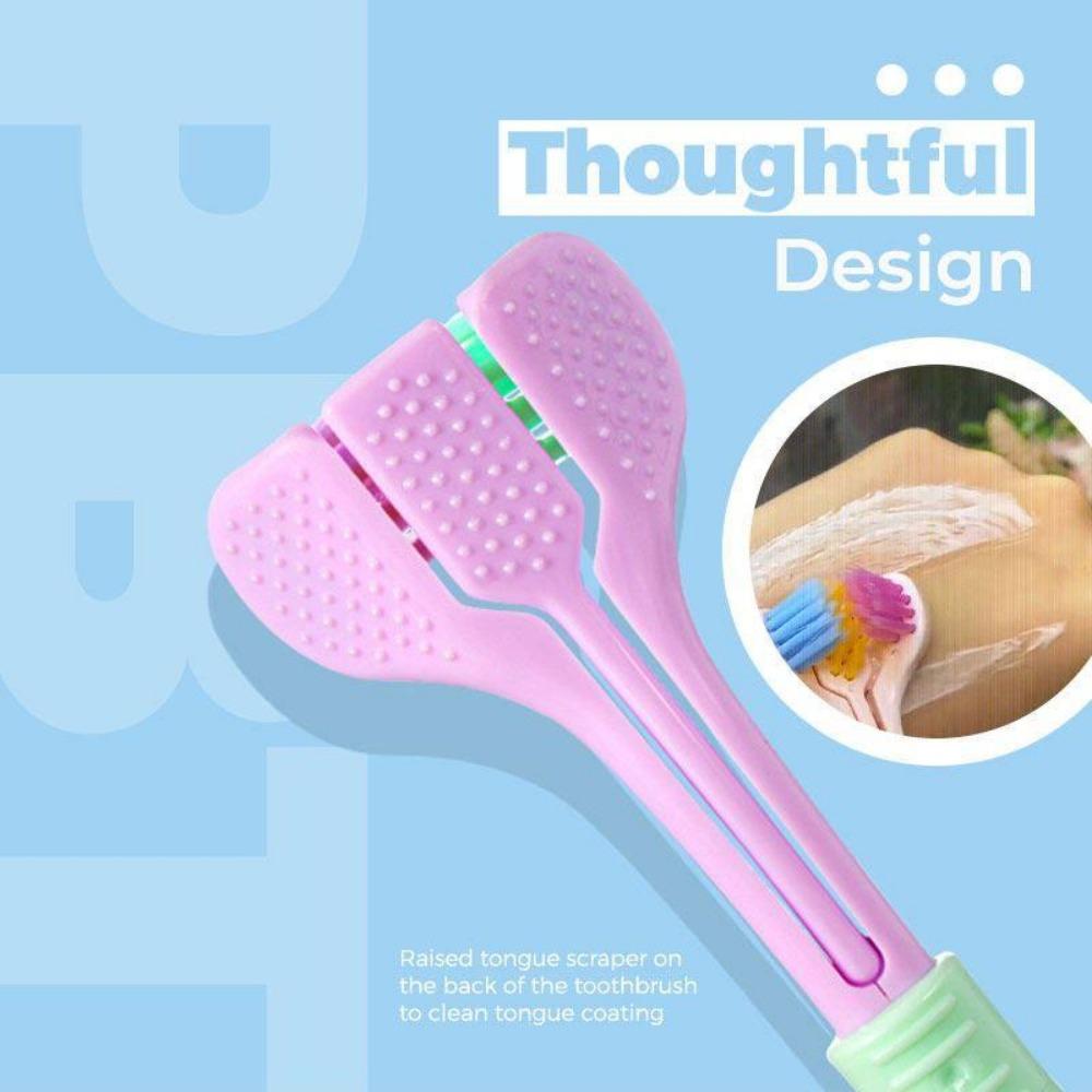 1PC 360 Degree Three-sided Soft Bristle Toothbrush Oral Care Safety Toothbrush Teeth Deep Cleaning Portable Travel Dental Oral Care