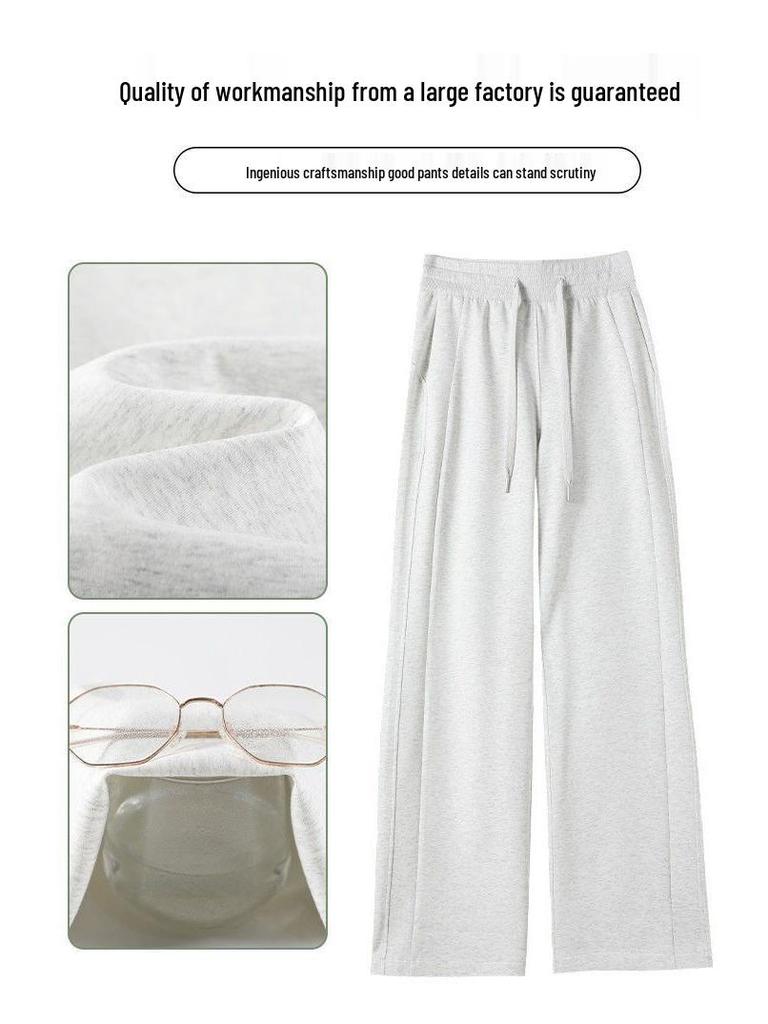 Women's Black Wide-Leg & Narrow Straight-Leg Sweatpants - Spring & Autumn 2025 Collection, Plus Velvet, Casual Banana Style