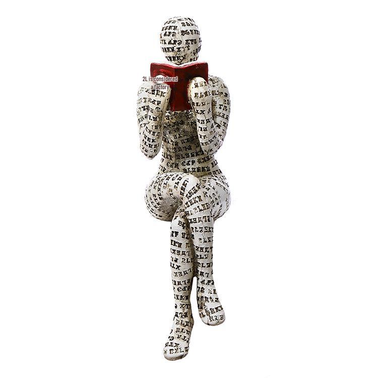 New Cross-Border Living Room Decor: Woman Reading Paper Pulp Resin Ornament