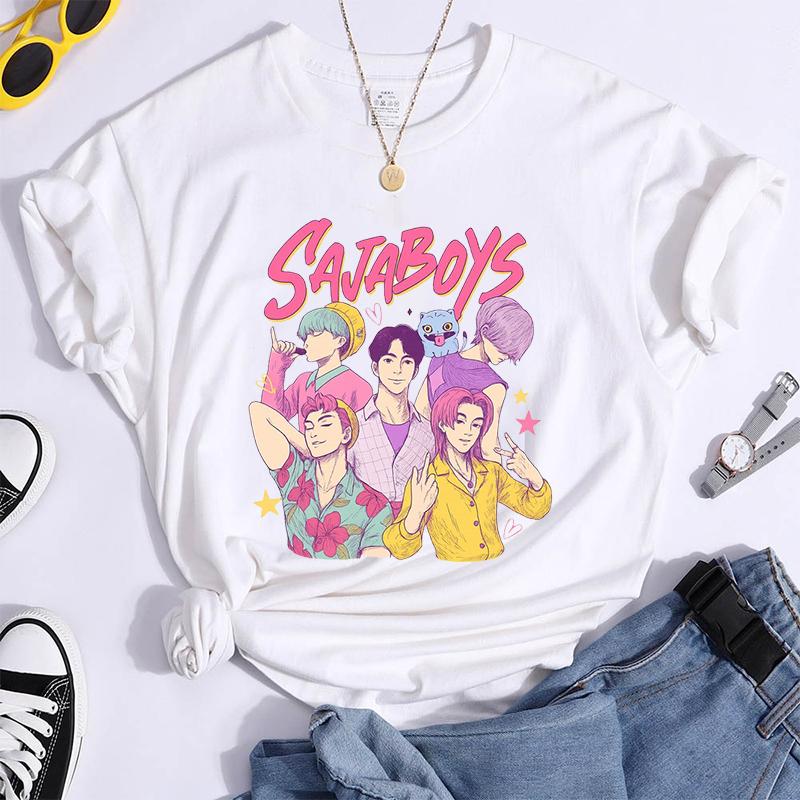Hot K-Pop Demon Hunters Funny Summer T-Shirt Harajuku Saja Boys Derpy Tiger Print Fashion Short Sleeve Summer Casual T-Shirt Top