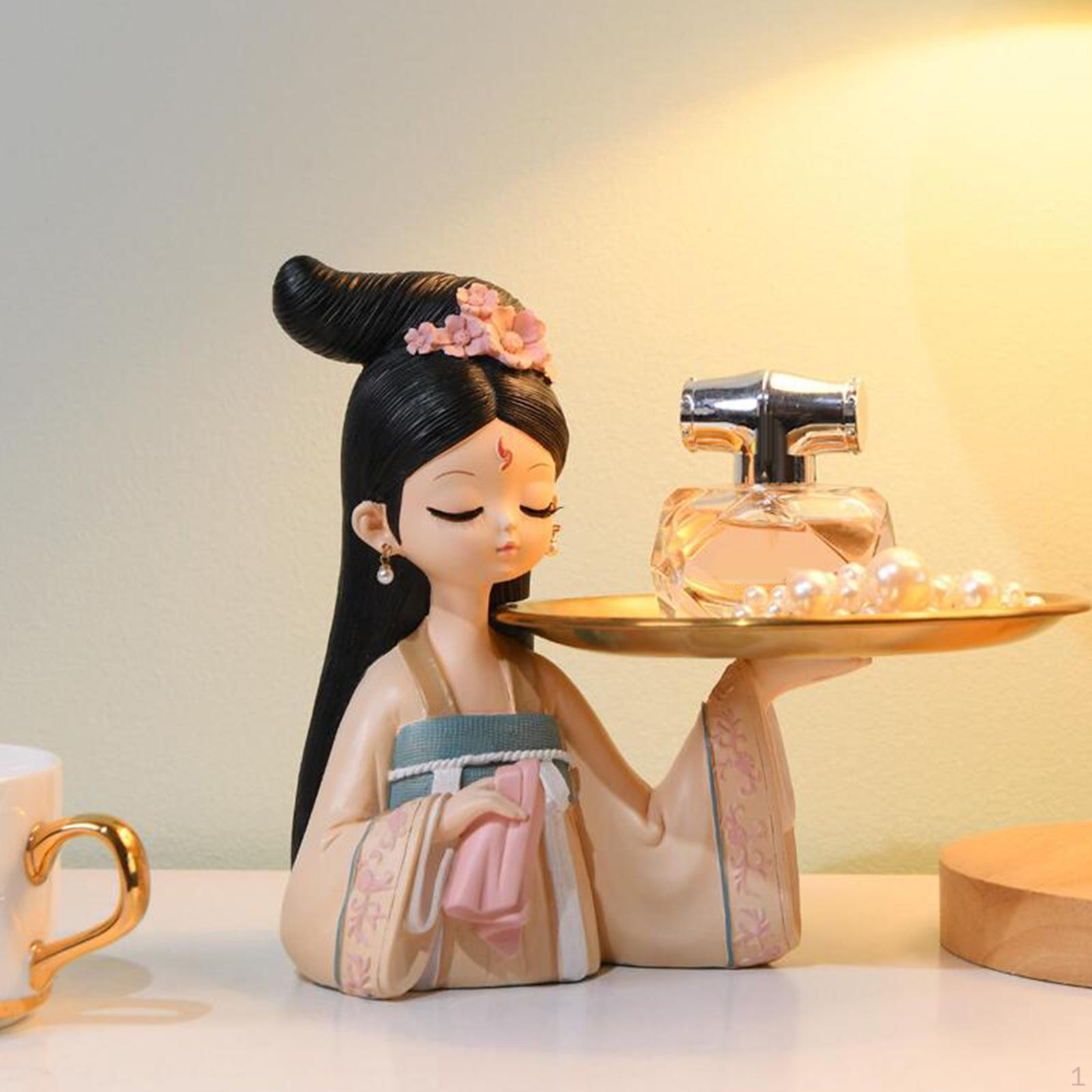 

Chinese Girl Figurines Storage Tray Decoration Organizer Creative Gift Multifunctional Durable 18x15cm