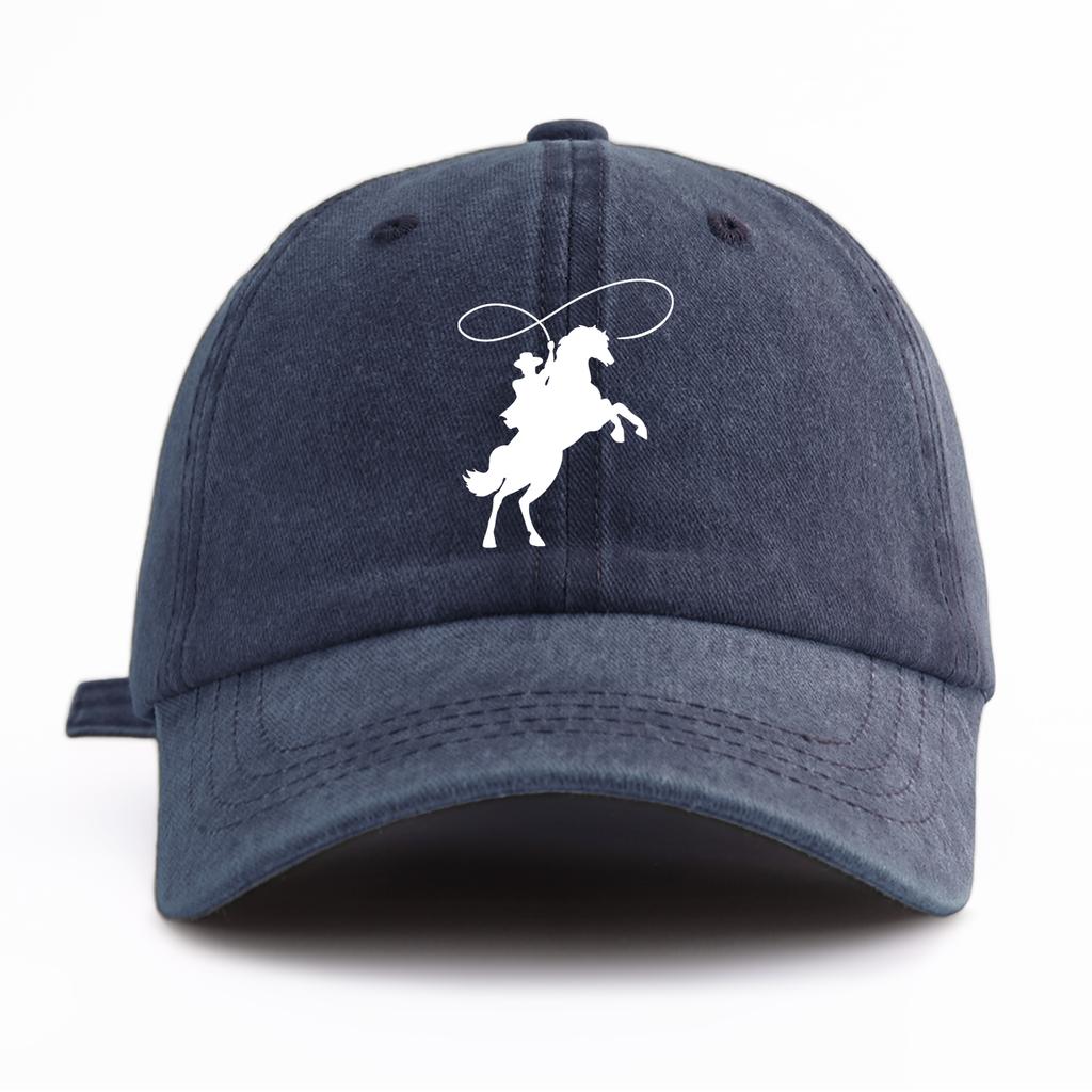 1pc Cowboy Print Washed Baseball Cap for Adults,  Minimalist Retro Style Casual Soft Adjustable Dad Hat, Perfect As Gift