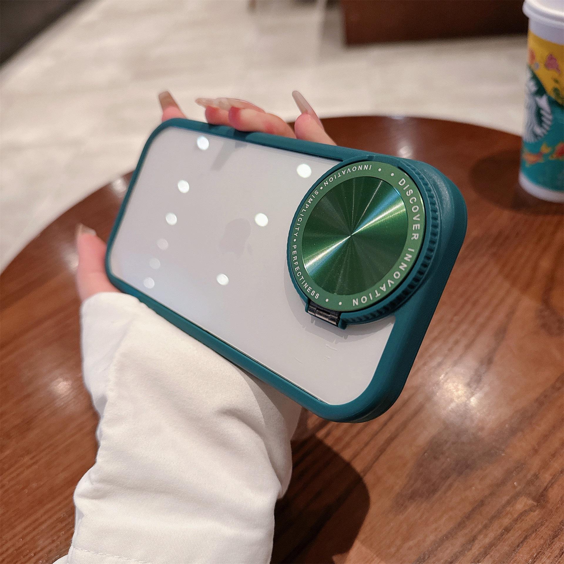 

Applicable with Mirror for IPhone 15 Invisible Bracket Mobile Phone Case CD Pattern Protector Case Hard Apple 14/15Plus Universal