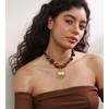 Yhpup Acrylic Wood Beads Chain Sun Pendant Necklace Waterproof Stainless Steel Handmade Distinctive Jewelry Waterproof Recommend