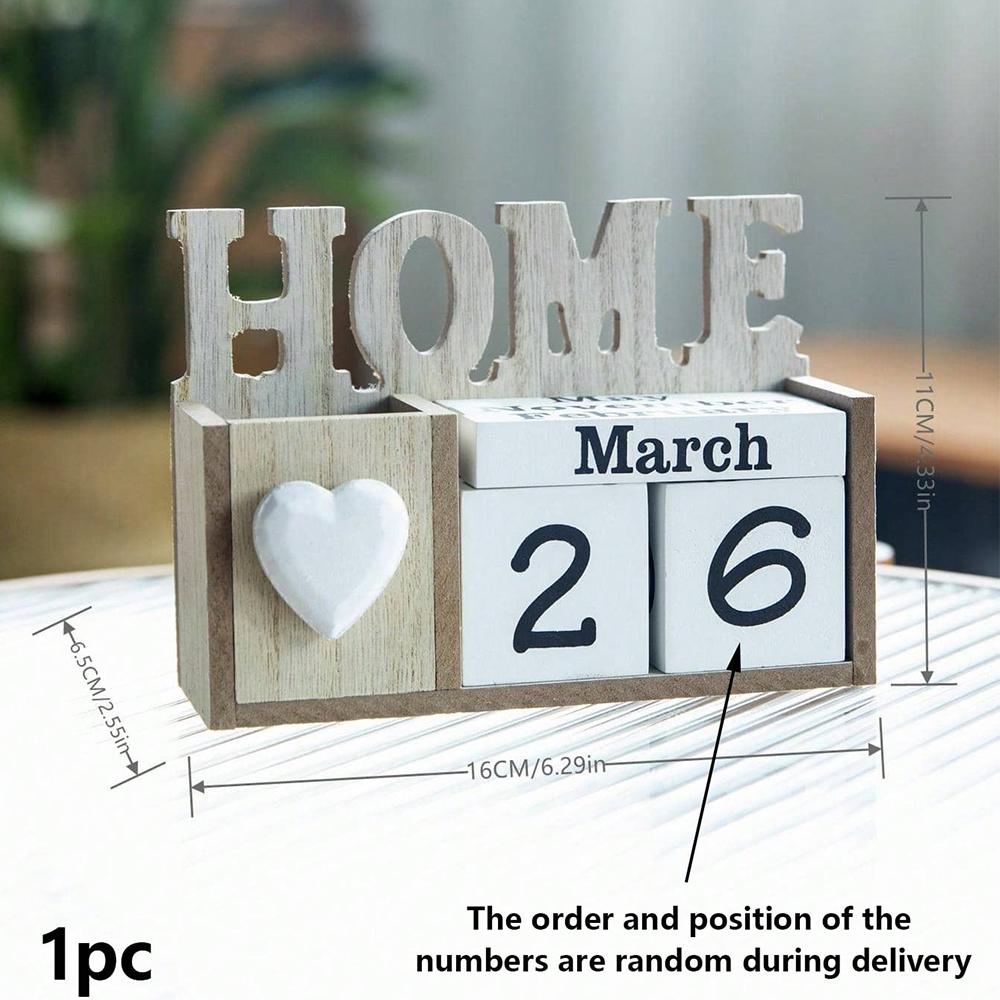 

Деревянный домашний вечный календарь с подставкой для ручек, вечный блок для органайзера для стола дома и офиса, украшение