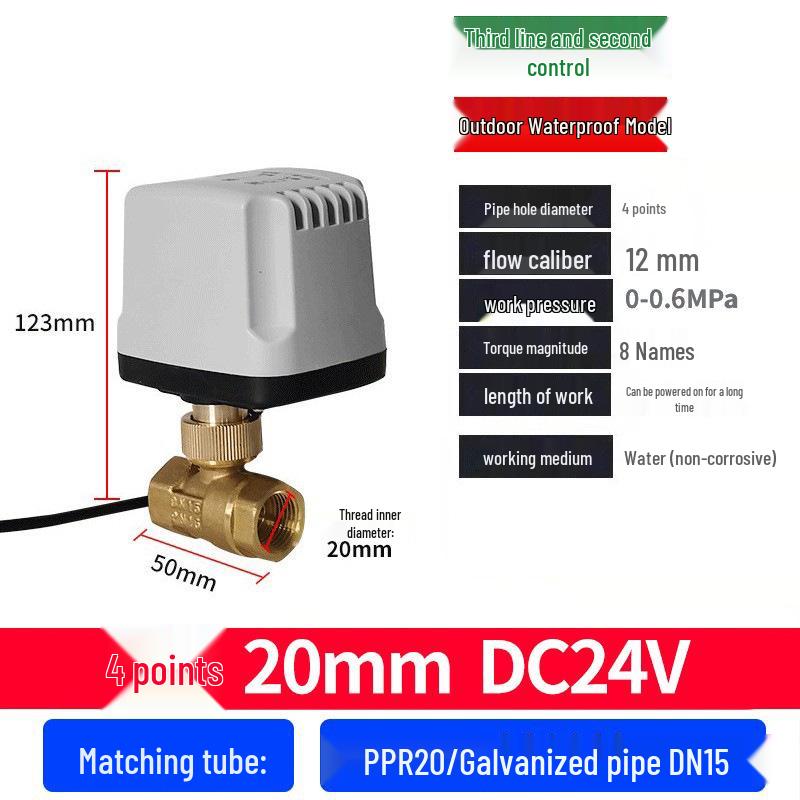 220V DN15 Měděný závitový elektrický kulový ventil pro regulaci vody