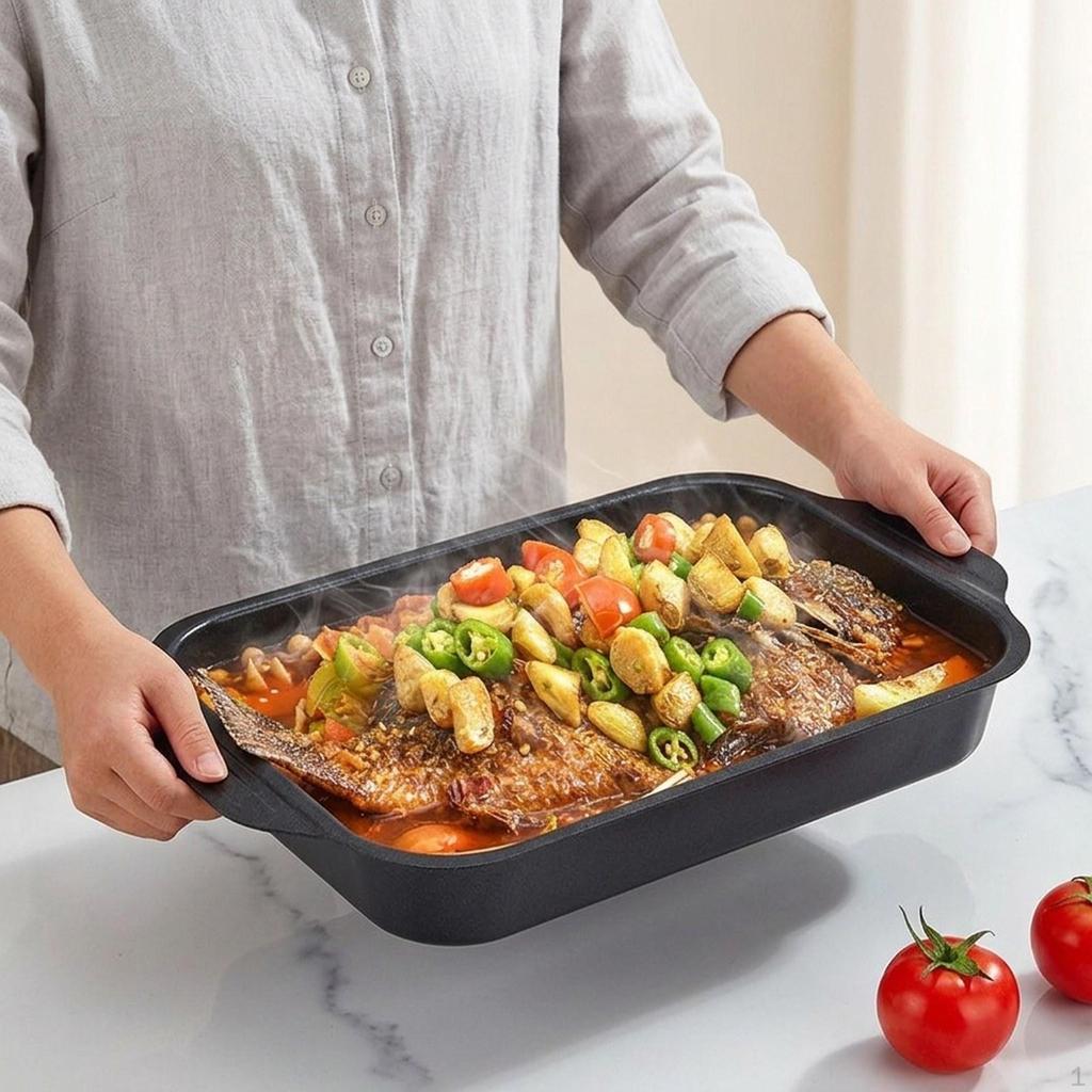 Pan Cookware with Handles Steak Barbecue Grill Plate for Fire Picnic Indoor Outdoor Cooking