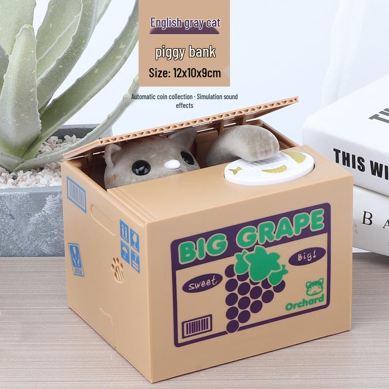 

Cartoon Panda & Cat Stealing Coin Piggy Bank - Fun Novelty Toy for Kids As Shown