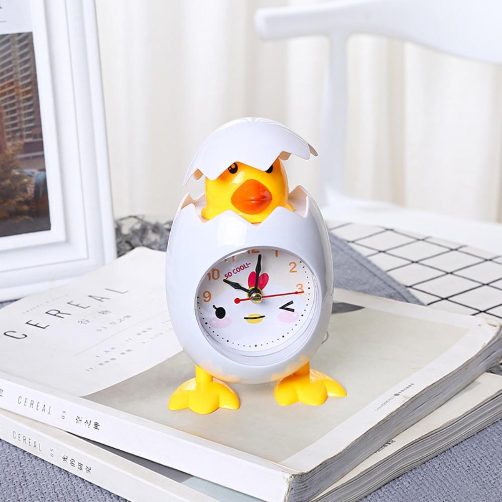 Cartoon Eggshell Alarm Clock Plastic Mini Clock Creative Bell Alarm Clocks  Bedside
