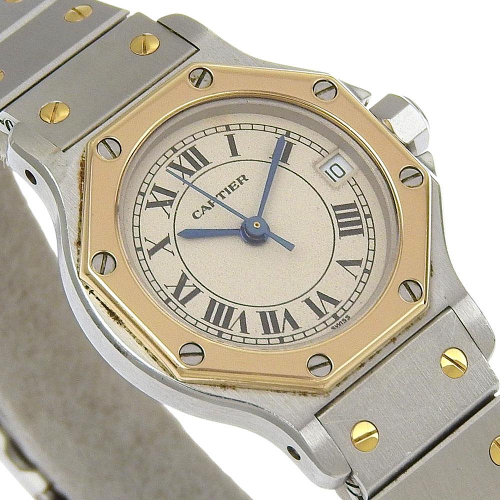 CARTIER Santos Octagon SM Watches cal.87 whiteDial Stainless Steel/YG Quartz Analog display Women Used