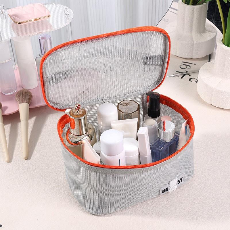 Women'S  Transparent Mesh Travel Cosmetic Bag Storage 1 Layer Toiletry Bag Large Capacity Make Up Organizer Bag