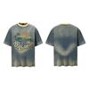 American trendy brand washed old denim short-sleeved T-shirt men's and women's summer retro loose couple half-sleeved t-shirt top