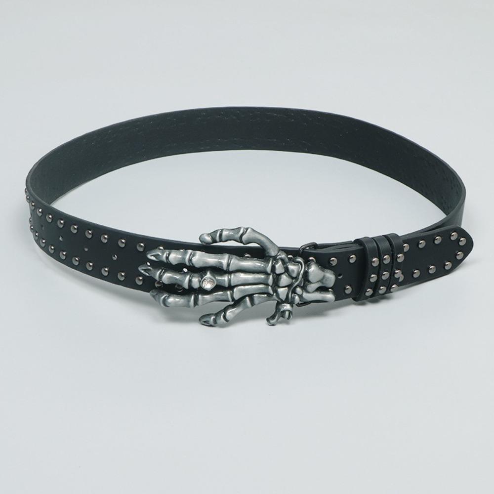 Punk Rivet Belts Casual Gothic Leather Belt Fashion Snap on Waist Belt  Unisex