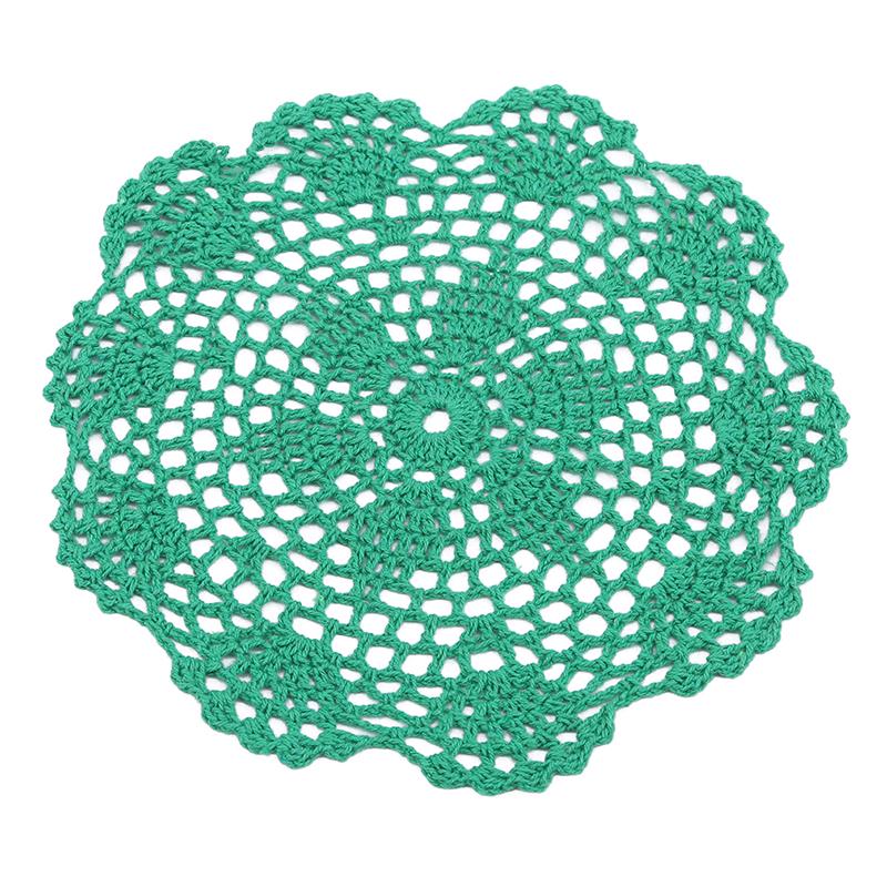 

Crochet Doilies Handmade Round Cotton Lace Table Placemats Knitted Tablecloth for Home Kitchen Dining Room Wedding Party Decoration One size зелений