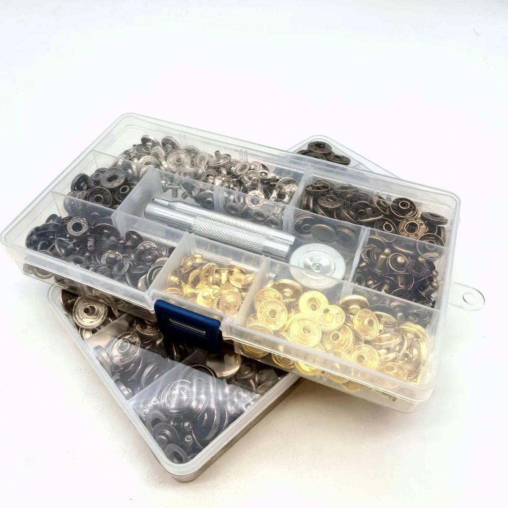 Metal Four-Hole Snap Fastener Tool Set with Four-Color Invisible Mother-Child Buckle (100 Pieces, Types 831 & 633)