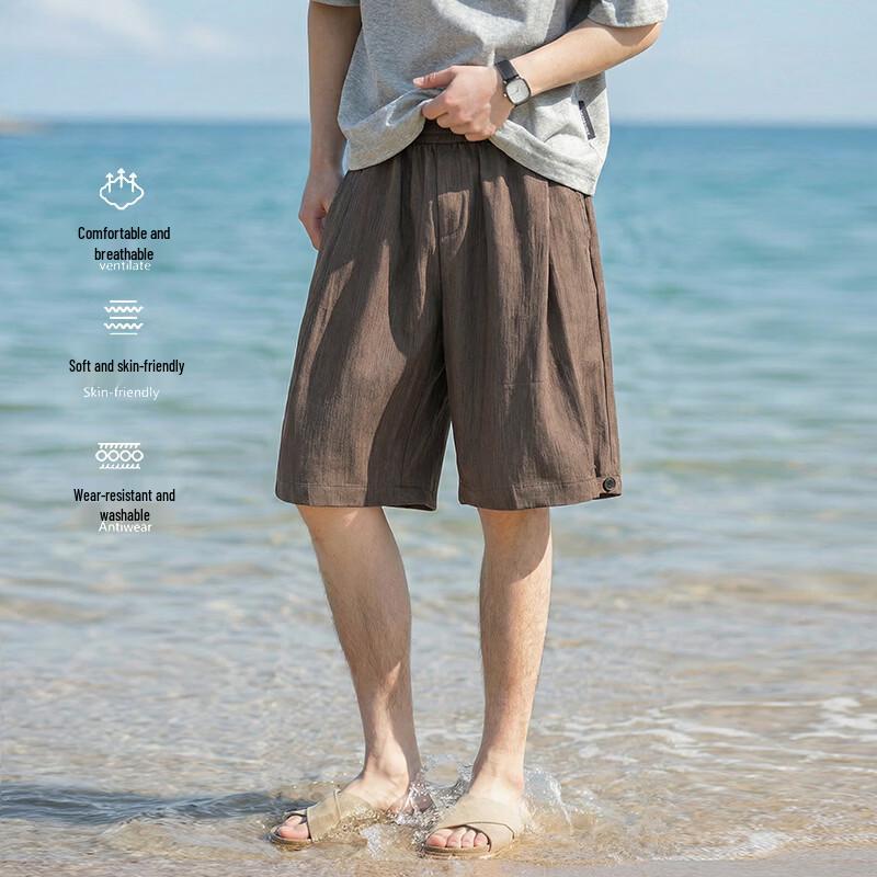 MEDE Men s Casual Loose Fit Straight-Leg Shorts 2XL кофейный