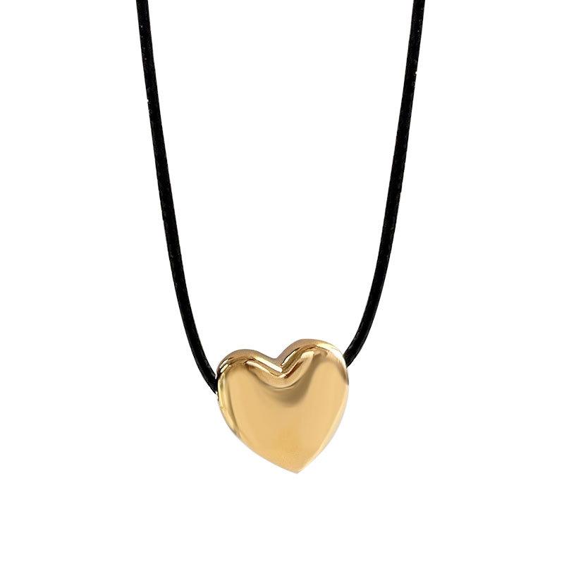 

Гладкое трехмерное ожерелье в форме сердца с вощеной веревкой, цепочка в форме сердца на ключицу, многослойное и атмосферное парное ожерелье