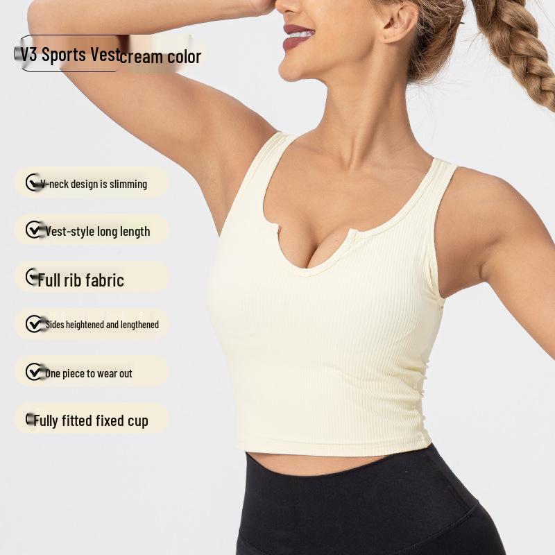 

Женский спортивный бюстгальтер с высокой степенью поддержки, защитой от ударов, боковой поддержкой и удлиненным жилетом для йоги и бега Small