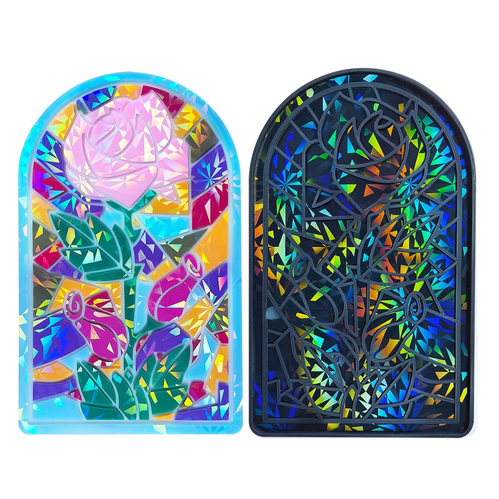 Holographische Rosenblumen-Ornamentform DIY Kristall-Epoxidharzformen Beton Gips Dekorative Malerei Gießwerkzeug