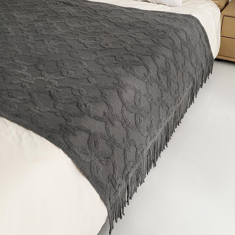 American-Style All-Season Wool Knitted Jacquard Throw Blanket