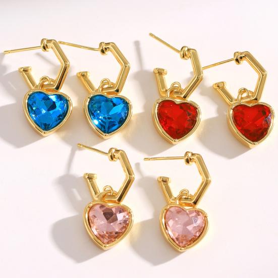 Yousheng 1 Pair Drop Earrings, Detachable Pendant Design Women Earrings, Heart Rhinestones Inlaid Versatile Earrings for Jewelry