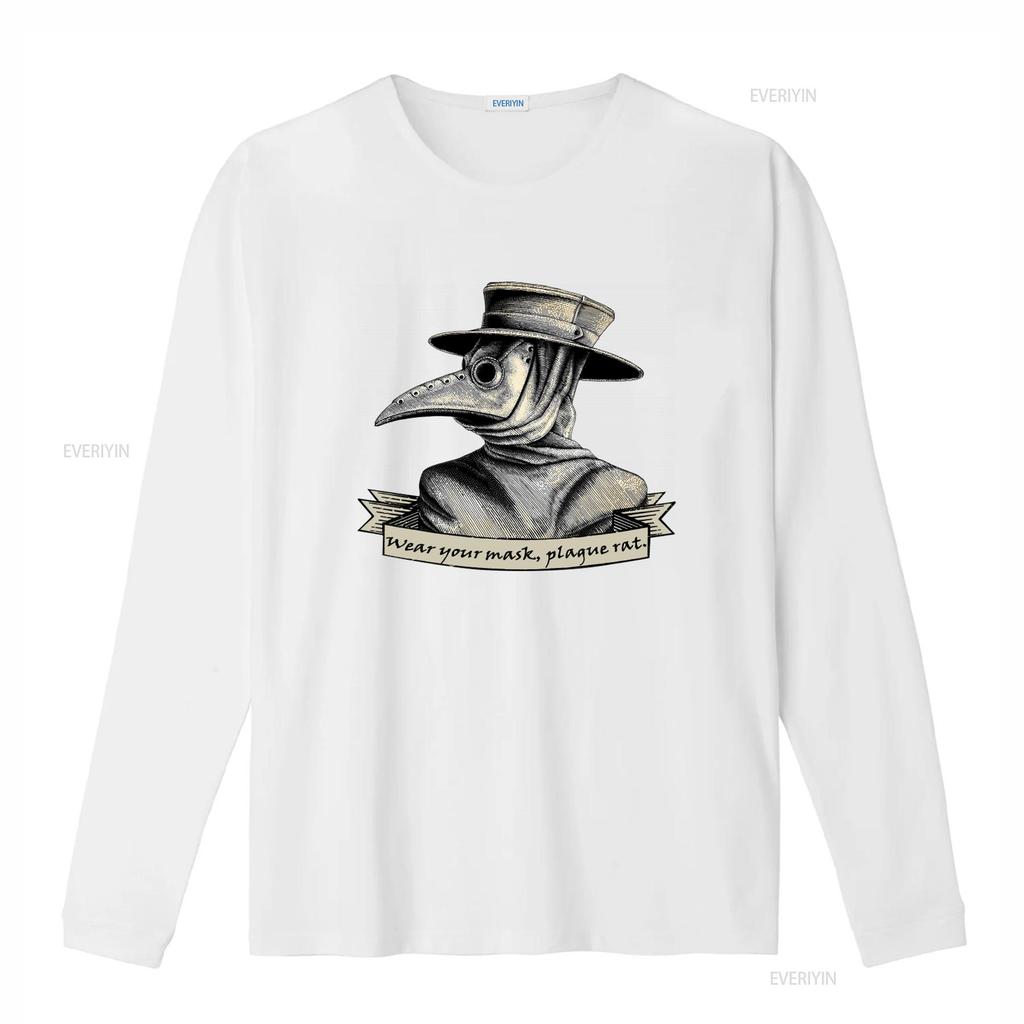 Plague Doctor Wear Your Mask Rat Print T Shirt for Streetwear vintage Washed fashion Comfortable Casual homme Unisex streetwear