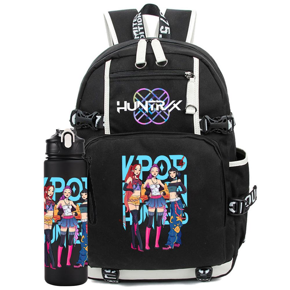 2 ks/sada K-Pop potištěný batoh s 750ml lahví na vodu pro dospívající studentku chlapce školní taška dětský dárek velká kapacita cestovní taška ruksak