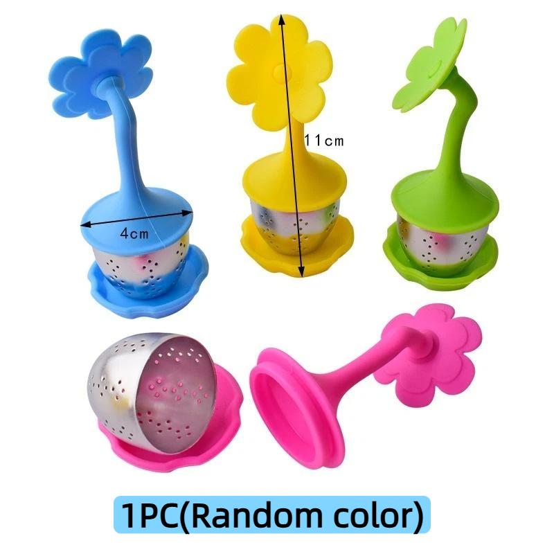 Silicone Loose Leaf Tea Infuser Food Safe Silicone Handle Stainless Steel Filter For Home Office Travel Tea Making