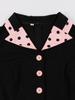 Retro Colorblock Polka Dot Short Sleeve Dress with Turn-Down Collar - Elegant Spring/Summer Style