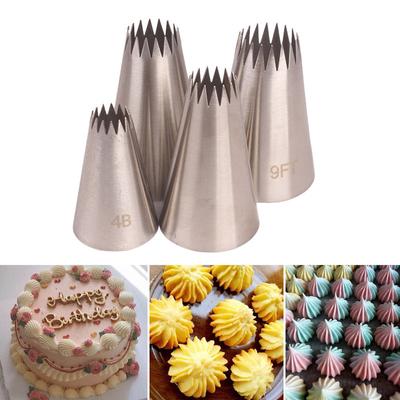 4 Adet Büyük Buzlanma Borulama Nozulları Kek Pişirme Kurabiye Cupcake Borulama Nozul Dekor