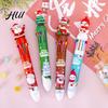 Efficient Multi-color Pen Christmas Ballpoint Pens 10-in-1 Retractable Cute Santa Snowman Multi-function Festive Writing Tool for Kids School Supplies