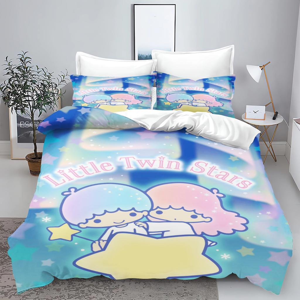Little Twin Stars Sanrio Bedding Sets Cute Comforter Cover Bed Cover Duvet Cover Pillow Case 2-3 Pieces Sets Kids Adult Size