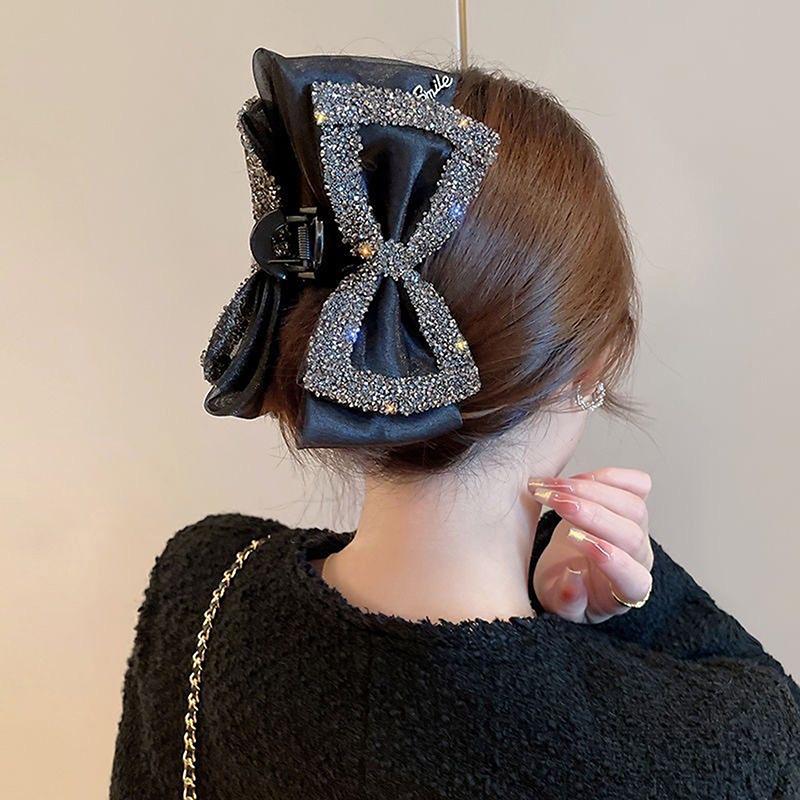 Eleganckie Szpilki do Włosów z Cyrkoniami w Kształcie Kokardki Dla Kobiet Dziewcząt Modny Klips do Włosów Wszechstronny Klips Rekinowy Wykwintne Akcesoria do Włosów Prezenty