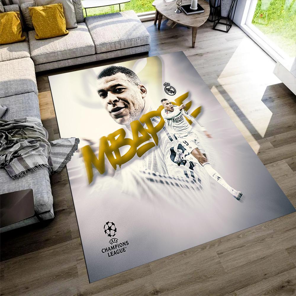 Star Player Kylian Mbappé Floor Mat Design for Dining Room Bedrooms Entryway Hallway Anti-slip Rug Anime Office Decor