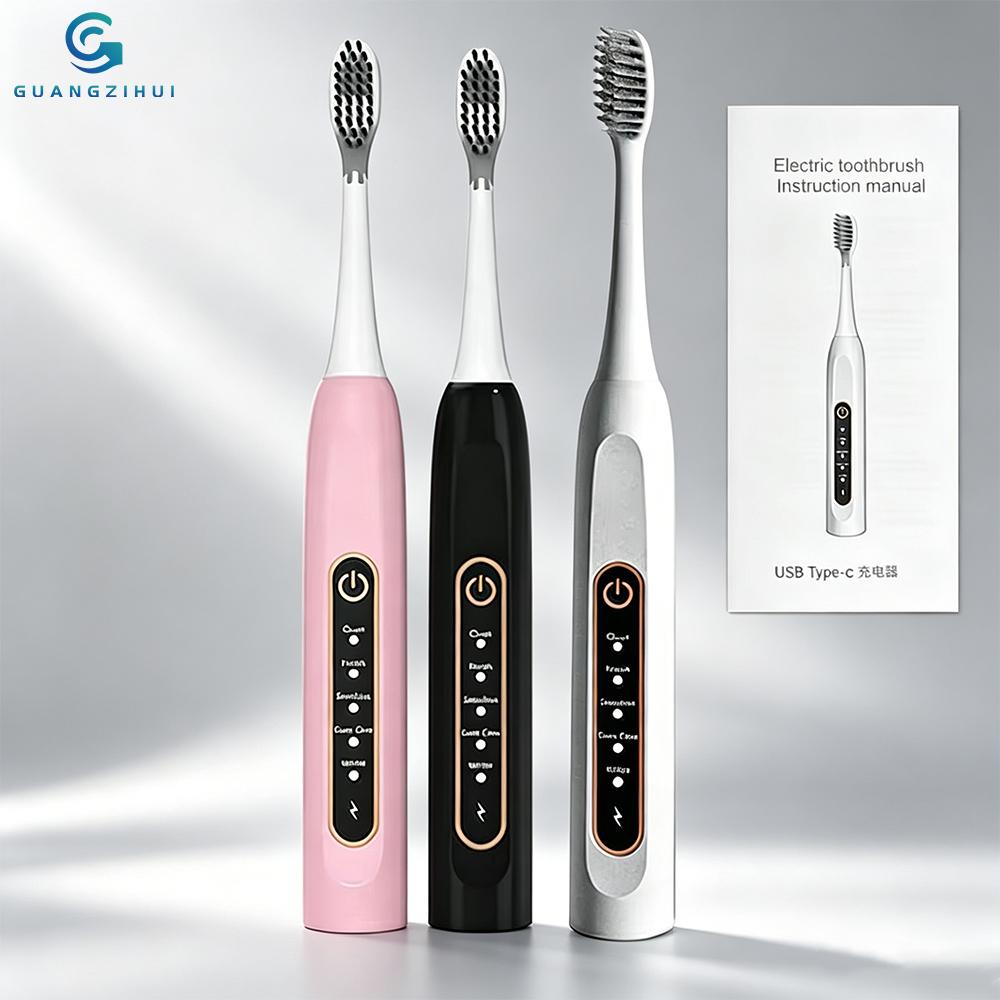 Factory Adult Electric Toothbrush Home Intelligent Waterproof Rechargeable Couple Set Sonic 5 Modes LED Display Type-C