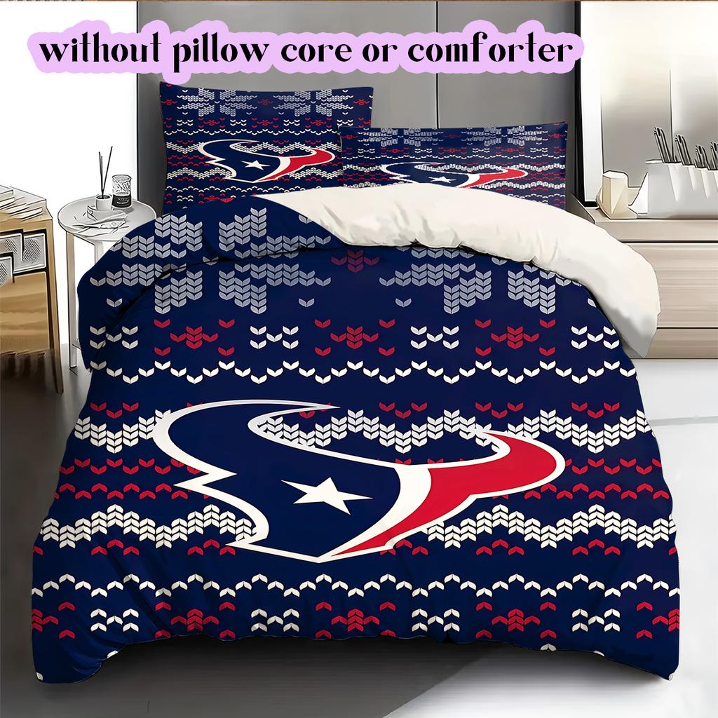 Set Copripiumino Trapuntato con Fantasia Houston Texans Federa Decorazione per la Casa Regalo di Compleanno (1 * copripiumino + 2 * federa, senza nucleo)