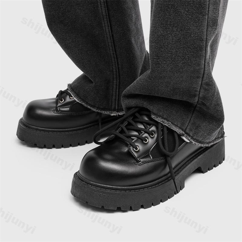 Mode 2025 Lente Nieuwe Casual Herenschoenen Hoogteverhogend Retro Stijl Zakelijke Schoenen Niche Lage Top Mode Beknopte Dikke Zool Sneakers