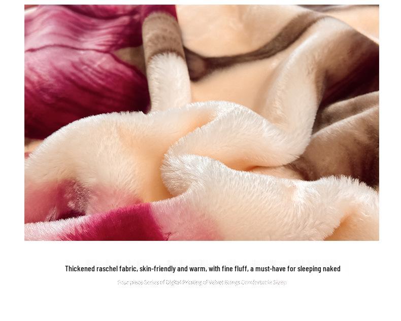 Double-Layer Thickened Raschel Blanket - Super Soft Anti-Static Fleece for Autumn/Winter, Perfect Wedding Gift.