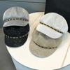 Leather Buckle Hollow Octagonal Hat Sun Protection Peaked Cap Breathable Hat  Spring Summer