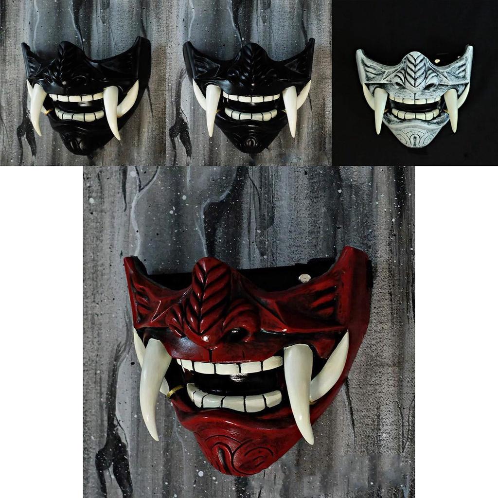 Natural Latex Hannya Half Face Mask Perfect For Halloween And Cosplay