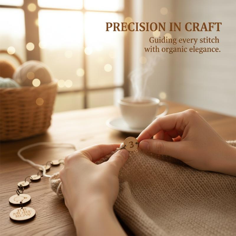 Compact Knitting and Crochet Wooden Density Gauge and Marker for On-the-Go Crafters