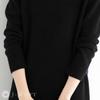 Knit Long Solid Mock Ribbed J-Scott Women's Dress, Knee-Length, Sleeves, Color, Neck, I-Line, Simple, Soft, Black, JS22-BK-XL