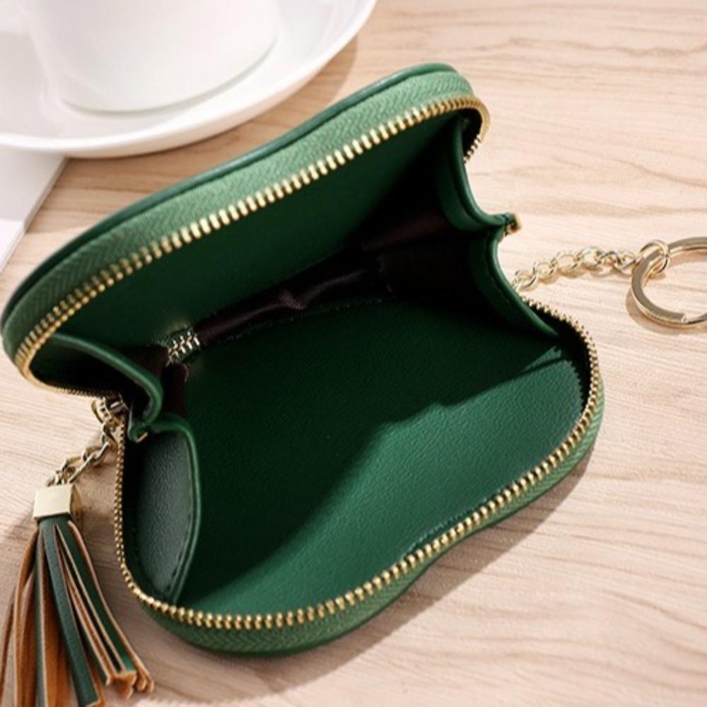 Zipper Heart Shape Wallet PU Leather Earphone Bag Fashion Love Heart Coin Purse Daily