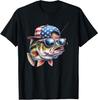 Funny Fishing and Fisherman Gift American Flag T-Shirt