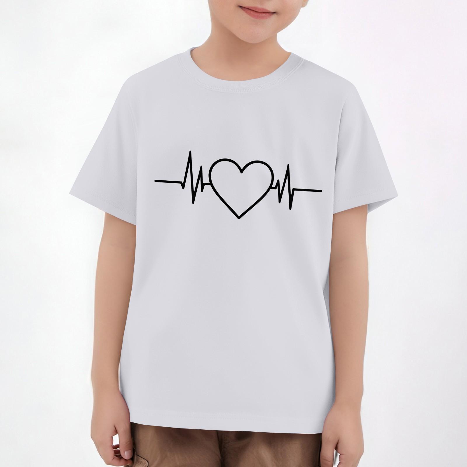 

Детские топы с коротким рукавом, повседневная футболка с принтом, круглый вырез, блузка-пуловер 140 белый