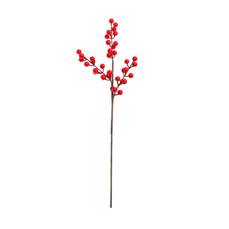 Simulation Fake Flower Three-Pronged Simulation Red Berry String, Christmas Holly Fruit Rich Fruit Diy Accessories