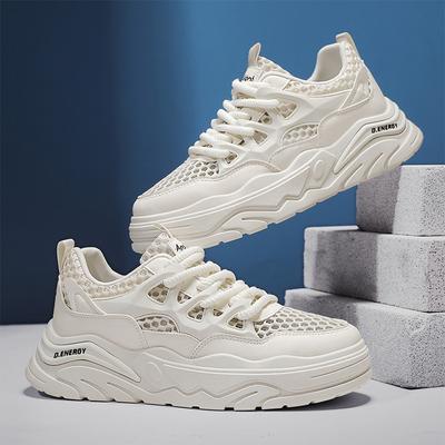Chaussures de sport et de loisirs d'été respirantes à mailles creuses pour adolescents, chaussures pour hommes légères à semelles épaisses résistantes à l'usure