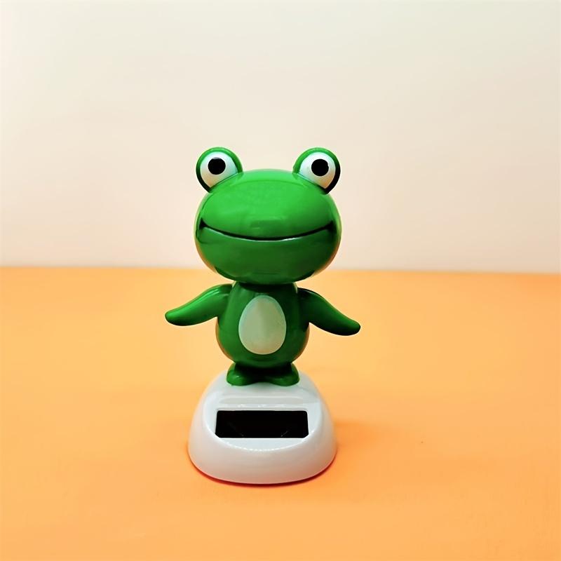 Solar Frog Dashboard Ornament ABS Moving Head Car Decor 10cm Green